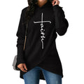 Women Hoodies Large Size Faith Print Sweatshirt Hoodies